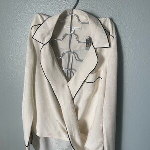 Veronica Beard Cream Blazer with Black Trim